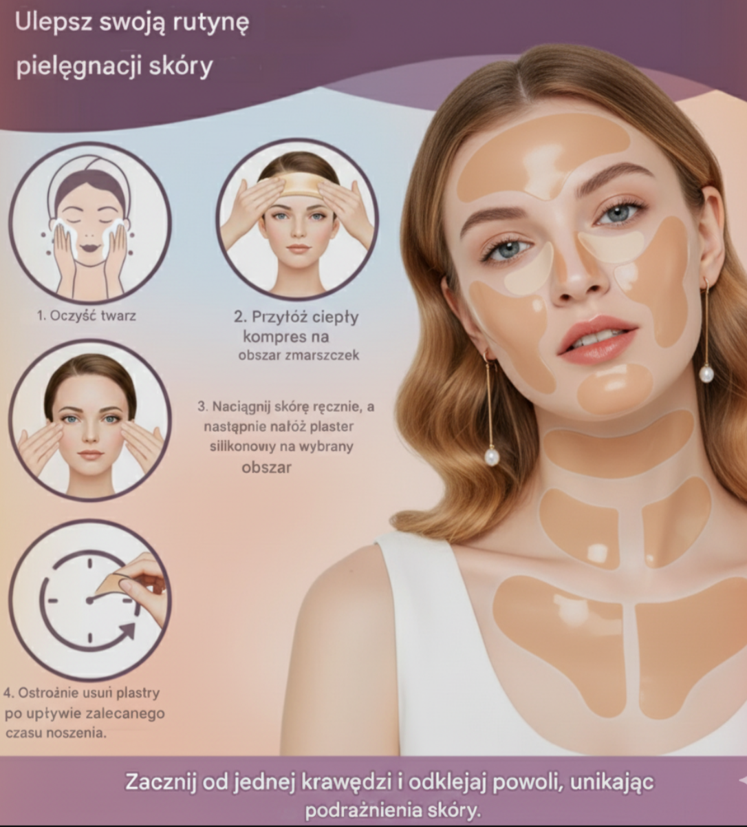 skinliftpro silikonowe plastry przeciwzmarszczkowe – (16sztuk)